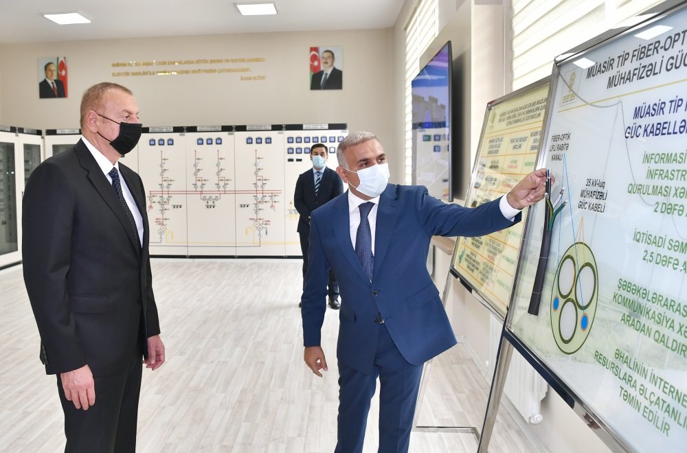 Prezident yarımstansiyanın açılışında.